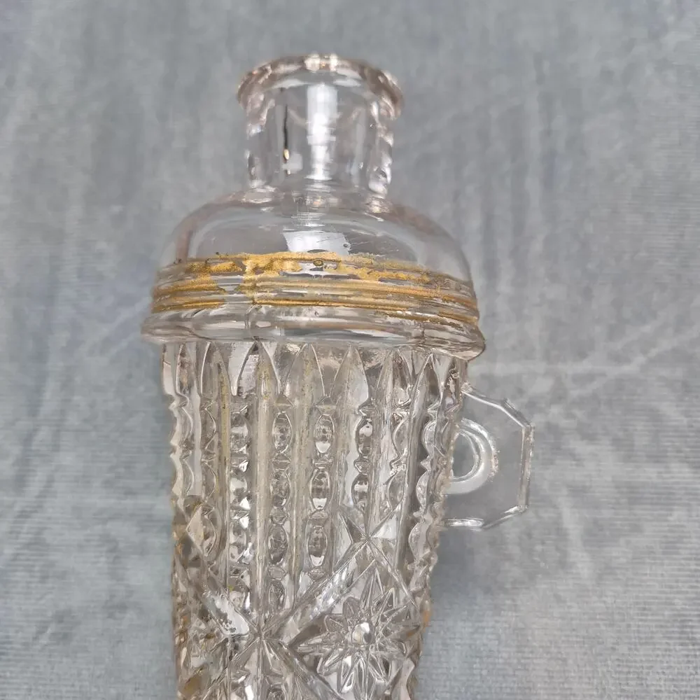 Vintage Pressed Glass Car Flask Vase Decanter 